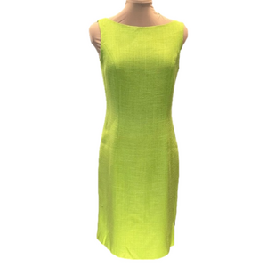 Vintage Kenzo Fitted Sleeveless Shift Dress in Chartreuse Lime Green Size 40